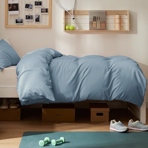 Image of Bedsure Duvet Cover Twin /Twin XL Size - Extra Soft Double Brushed Bedding Set with Zipper Closure, 2 Pieces, Includes 1 Duvet Cover (68 inchx90 inch) & 1 Pillow Sham, Comforter Not Included, Mineral Blue | For Kids & Adults, 68 inchx90 inch Comforter Cover, Hotel Luxury, All Season, Breathable, Easy Care, Lightweight, Zipper Closure