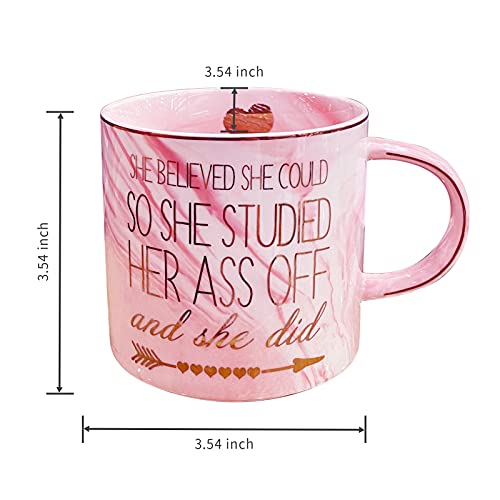 She believed She Could So She Did Mug, Graduation Gift for Her, Inspirational Spiritual Motivational Congratulations Gifts for Women, Gift for Mothers Day, Birthday, Christmas 12 Oz Pink Marble Mug by SYT - Used condition - Image 2