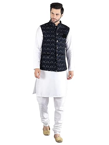 Image of Uri and MacKenzie Men's Silk Blend Kurta Pajama with Designer Ethnic Nehru Jacket /Modi Jacket