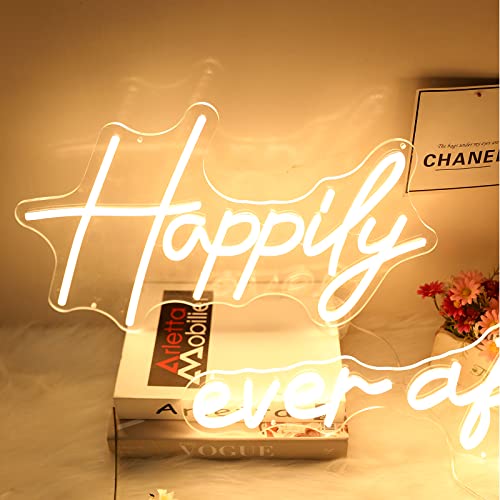 Image of Happily Ever After Neon Sign Large, 38.4 Inch Neon Light Sign Art Decorative with Dimmer for Engagement,Birthday,Wedding,gift for girl,Home Wall Decor,Living room Decor