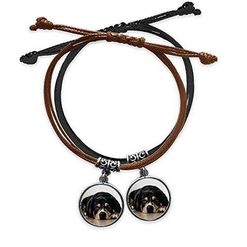 Bracelet cuir double tour à motif chien DIYthinker, l'élégance canine