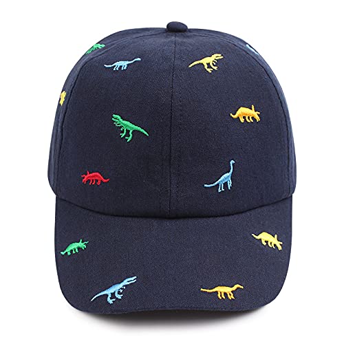 Summer Baby Boy Baseball Hat Dinosaur Infant Visor Caps Cotton Toddler Boys Sun Hats (Navy Dinosaur, 52Cm) #TOP1