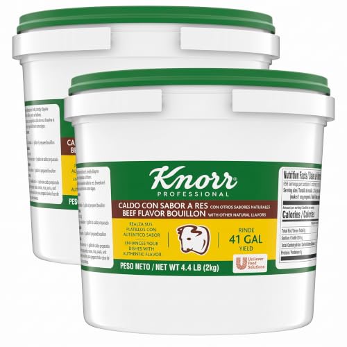 Knorr Professional Caldo de Res,Beef Bouillon with Beef Flavor Granulated Base,Bouillon as a Base,Marinade,Flavor Enhancer,Shelf Stable Convenience,0g Trans Fat,4.4 lbs,(Pack of 2)