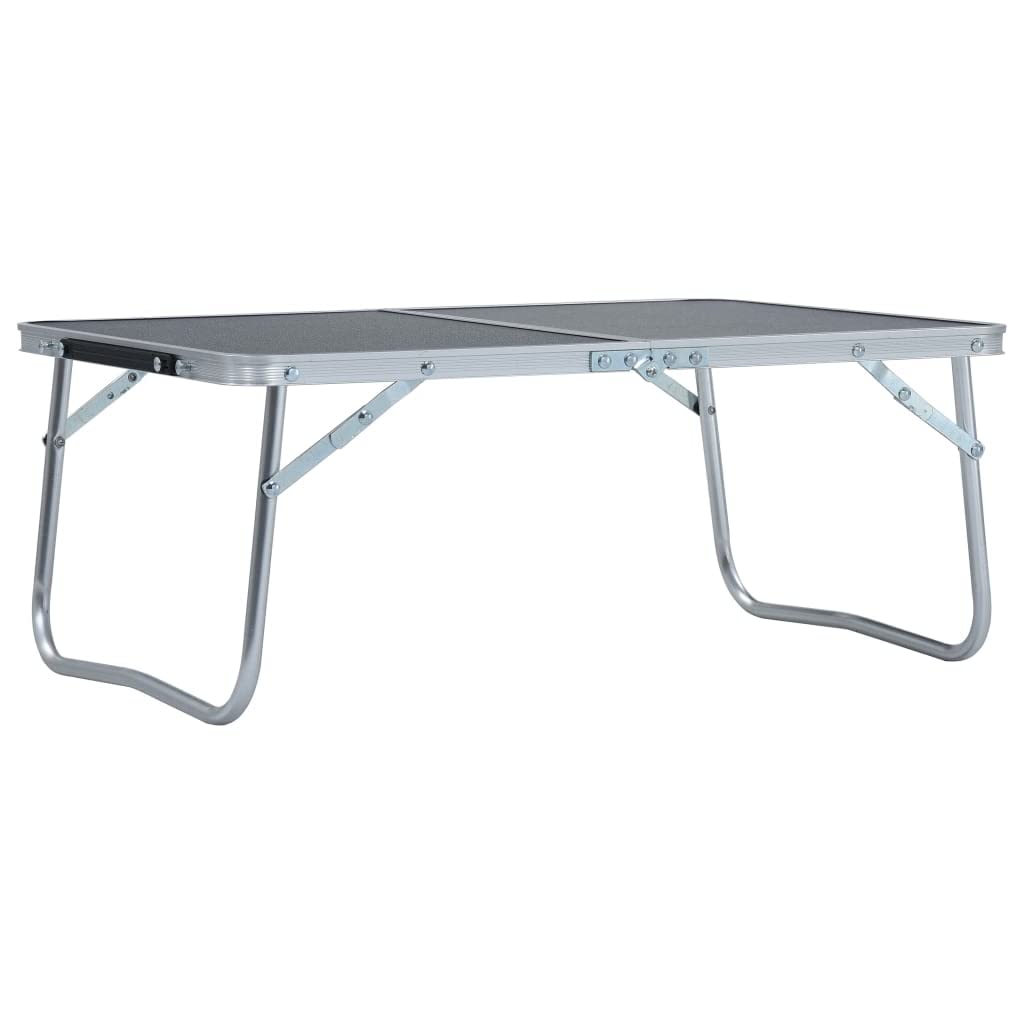 Artykuły sportowe - Rekreacja na świeżym powietrzu - kemping i piesze wycieczki - meble kempingowe składany stół kempingowy szary aluminium 60x40 cm