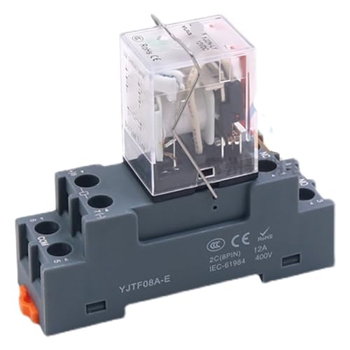 Relé de 8 pines con base para reparar sistemas de climatización y control de 220V