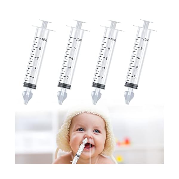 KIHONI 4 Stück Nasendusche Baby, Wiederverwendbare Tragbares Nasenspülung Nasensauger,10ml Silikon Baby Kinder Nasensauger für Säuglinge, Schnelles Spülen, Natürliche Entlastung