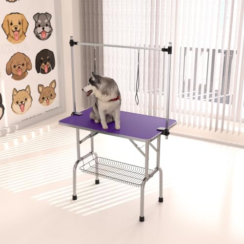 36" Folding Dog Pet Grooming Table – Safe & Stable, Foldable Dog Grooming Table for Small Dogs at Home