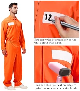 Uniseks gevangenenkostuum voor volwassenen, XX-Large, oranje gevangenenhemd, bijpassende oranje broek, politie-en-dieven, Halloween verkleedkostuum Uniseks gevangenenkostuum voor volwassenen, XX-Large, oranje gevangenenhemd, bijpassende oranje broek, politie-en-dieven, Halloween verkleedkostuum
