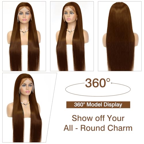 image for Cypha 28 Inch Chocolate Brown Lace Front Wigs Human Hair Pre Plucked 1