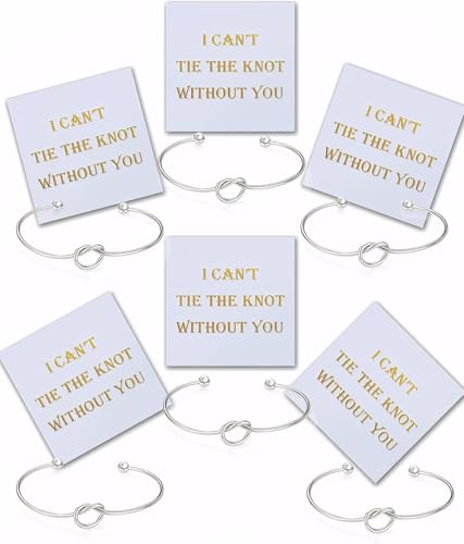 CHICNOW Bridesmaid Gifts for Wedding Day Tie the Knot Bracelet Bridesmaid Gift Maid of Honor Proposal Silver Bracelet Jewelry Set (Silver Set of 6)