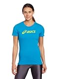 wow shirt owen wilson Nackenband Futter ASICS Damen Corp Tee, Damen, Cyan Blue/Wow, Large
