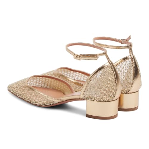 Zszszsu Women's Comfort Square Toe Low Heeled Pumps D'Orsay Chunky Low Heels Ankle Buckled Strap Dress Shoes for Prom Wedding Party Size 4-16 US2