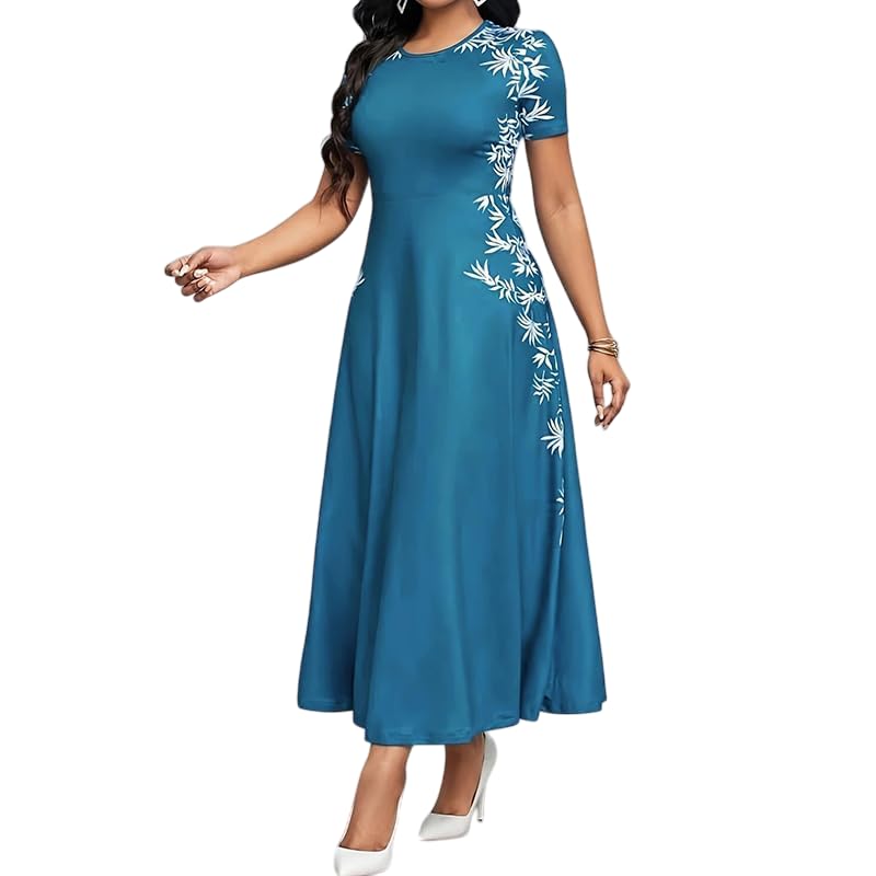 Elegant Empire Waist Maxi Dress – Short Sleeve Flowy A-Line, Casual & Comfortable, Breathable Sun Dress for Women