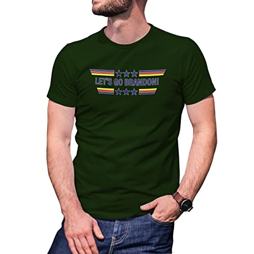 B&S Boutique Let's Go Brandon Funny Joe Biden FJB T-Shirt Verde Militare da Uomo Size L