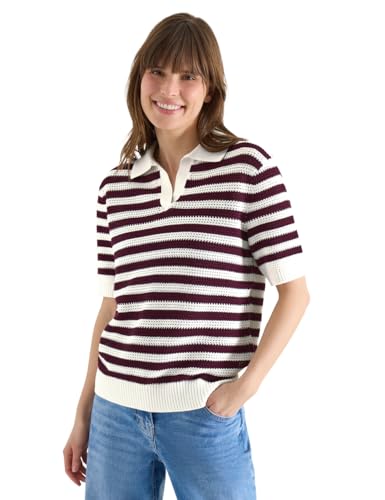 Polo rayé en maille Cecil couleur sweet grape red taille XL