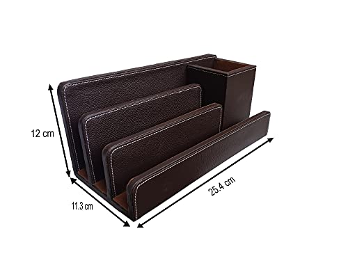 Image of LUVYANSH Genuine Leather Pen,Pencil and Mobile Holder Stand for Office,Home Study Table and desktop (Make in India)