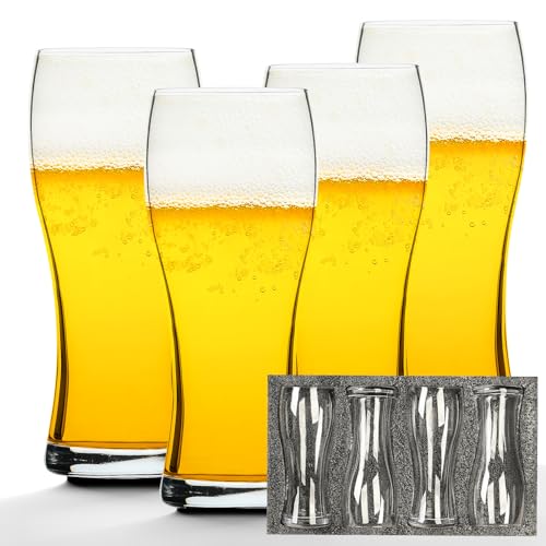 Beer Glasses Set of 4, 17 OZ Pint Glasses Pilsner Glasses for Father, Beer Mug Gifts for Men