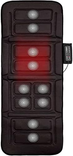 Full Body Vibrating Massage Mat - 10 Motor Vibration Mattress Pad with Warmth for Back Pain Relief - Neck, Back, Lumbar, Calf, Legs Muscle Relaxation