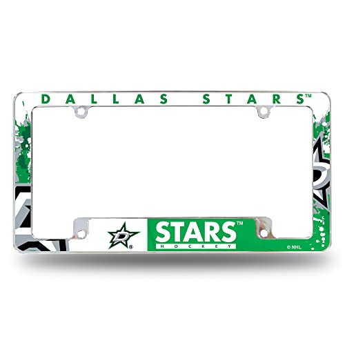 Rico Industries NHL Dallas Stars Primary 12" x 6" Chrome All Over Automotive License Plate Frame for Car/Truck/SUV