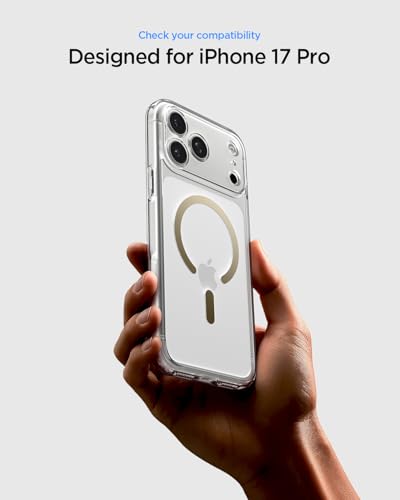 Image of Spigen Ultra Hybrid MagFit Back Cover Case Compatible with iPhone 17 Pro (TPU + Poly Carbonate | Clear Gold)