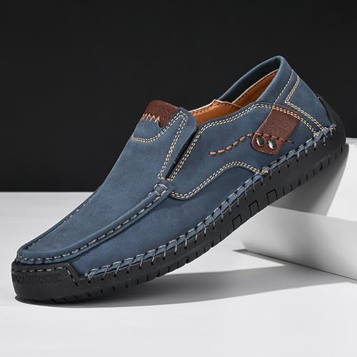 Mens Loafers Casual Slip on Shoes Business Lightweight Refreshing Classic Slippers Walking Driving Blue 5