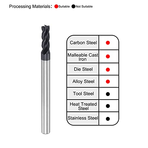 Image of uxcell Square Nose End Mill, 3.5mm Tip Dia Solid Carbide AlTiN Coated CNC Router Bits 4 Flute Spiral Milling Cutter HRC45 with 4mm Shank 50mm (2-inch) Length