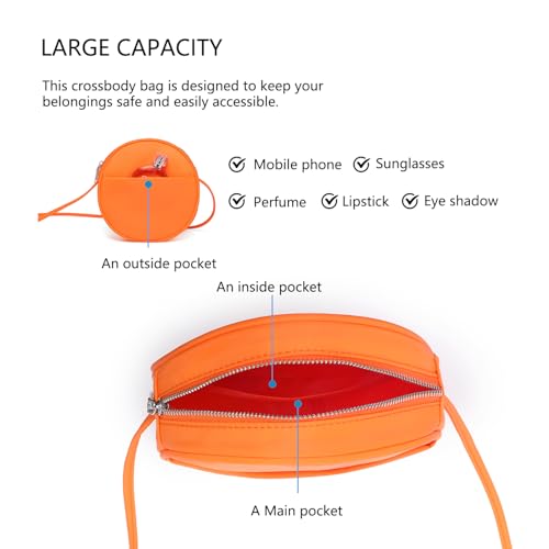 Image of Circle Crossbody Bag for Women NYLON Circle Purse with Zipper Adjustable Knot Shoulder Straps