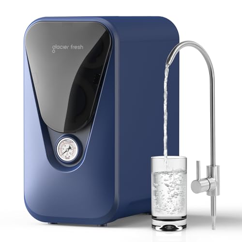 GLACIER FRESH GFU03 Reverse Osmosis System 800 GPD, No Electric/Noise, 3:1 Pure to Drain, 5-Stage Tankless Under-Sink Water Filter System, Filtration Accuracy 0.0001μm, for Any Under-Sink Se