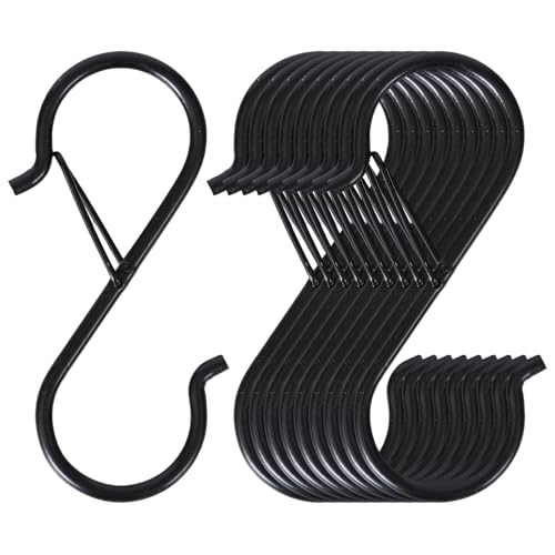 Mythosurge 20 ganchos en S para colgar, ganchos en S de acero inoxidable con hebilla de seguridad, gancho de metal resistente de 3,5 pulgadas/9 cm, gancho para colgar de acero inoxidable anticaída (10