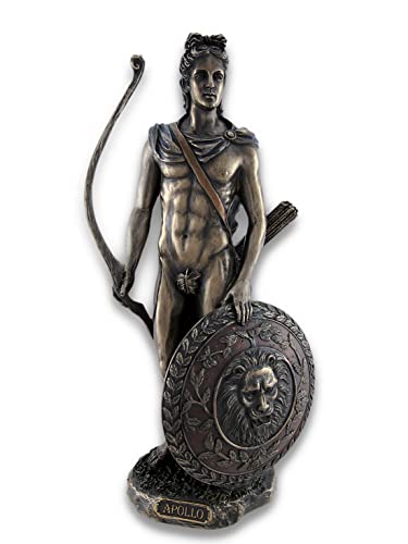 Estatua de Apolo con Escudo y Arco en Resina y Bronce 11.5 in miniatura 1