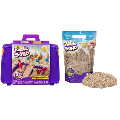Kinetic Sand 6037447 - Sandspiel Koffer mit 907 g Sand 6053516-907 g Beutel braun