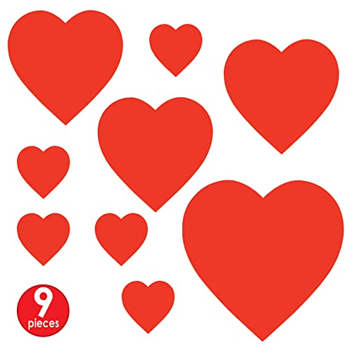 image for Beistle Printed Cardstock Paper Heart Cut Outs 9 Piece Valentine's Day