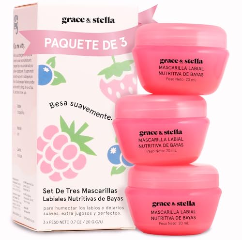 Kiss Me Softly Máscarilla Labial Frutos del Bosque - Hidratante Labios Secos y Agrietados - Mascarilla Labios Noche Reparador y Protector Labial - Vegana No Testada en Animales - [20 ml, Pack 3]