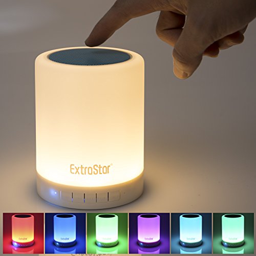 Preisvergleich Produktbild Extrastar Nachtlicht Tischlampe mit Bluetooth Lautsprecher Touch Funktion Speaker Bunte Stimmungsleuchte Dimmbar (LV500+RGB Weiß)