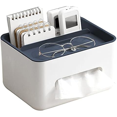 Fexkean Tissue Box Holders 3 in 1 Tissue Box Holder Rectangular Tissue Box with Remote Control Storage Organizer Box for Home Office Bathroom Cover