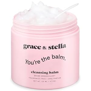 grace & stella Makeup Remover Cleansing Balm – Hydrating Facial Cleanser with Vitamin E for Soft, Nourished Skin – Melt Stubborn Waterproof Make Up, Mascara, Eye Liner – Vegan Skincare (102g/ 4.3 oz)