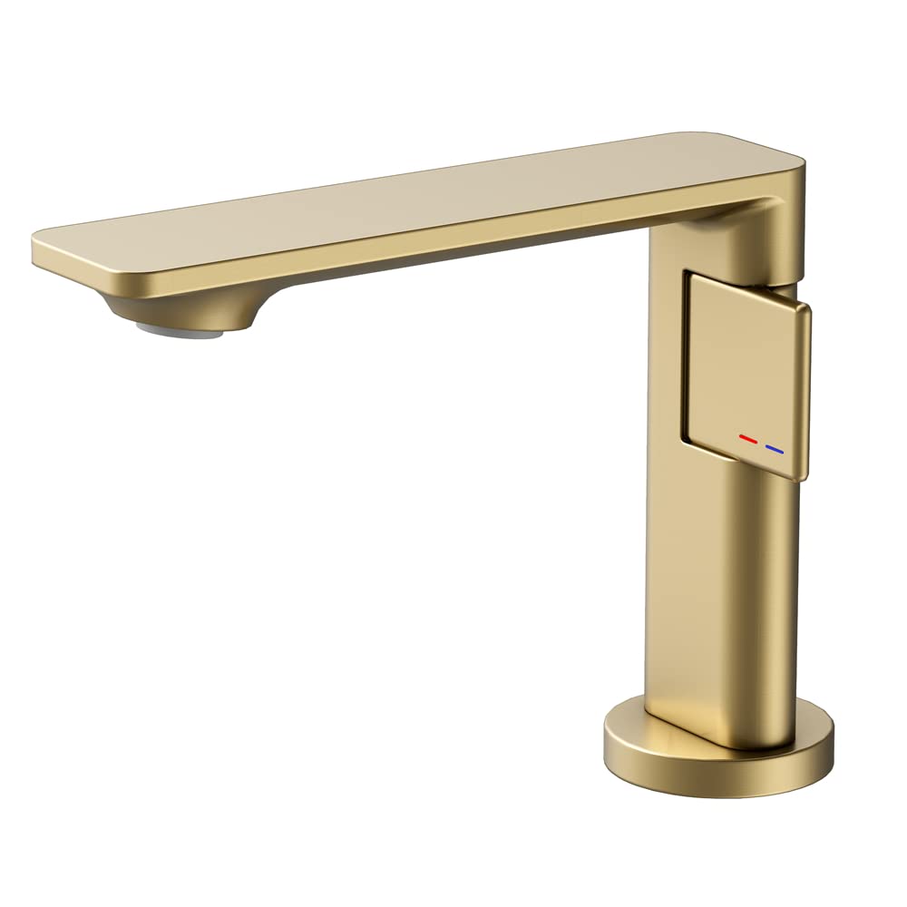 Jnfidosr Brushed Gold Bathroom Faucets One Hole,Faucet For Bathroom Sink,Single Handle 1 Hole Vanity Basin Faucet,Extra Long Spout Lavatory Rv Sinks Faucets Deck Mount,