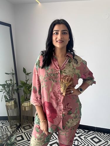 Lookmark Women's Kurta Set With Floral Print And Cotton Blend Fabric With Pant (Az-Lm-Og-Ks2150-S) Pink