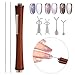 Cat Eye Nail Magnet Tool Set, Professional 3 in 1 Wooden Handle Nail Art Magnetic with Heart & Rabbit Shape Guides Metal Wire for Cateye Gel Polish Home DIY & Salon Use