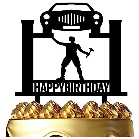 Repairman Happy Birthday Cake Topper Car Enthusiasts Automobile Repair Cake Topper vehicle repair Theme Birthday Cake Topper For Man Funny Birthday Cake Decor Cover