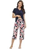 Photo Gallery tejoyce pigiama donna estivo corto, pigiami 2 pezzi in cotone, set maglietta con scollo a v e maniche corte e pantaloni 3/4 a fiori, abbigliamento notte donna leggero e fresco per casa blu marino, xl Photo Gallery tejoyce pigiama donna estivo corto, pigiami 2 pezzi in cotone, set maglietta con scollo a v e maniche corte e pantaloni 3/4 a fiori, abbigliamento notte donna leggero e fresco per casa blu marino, xl