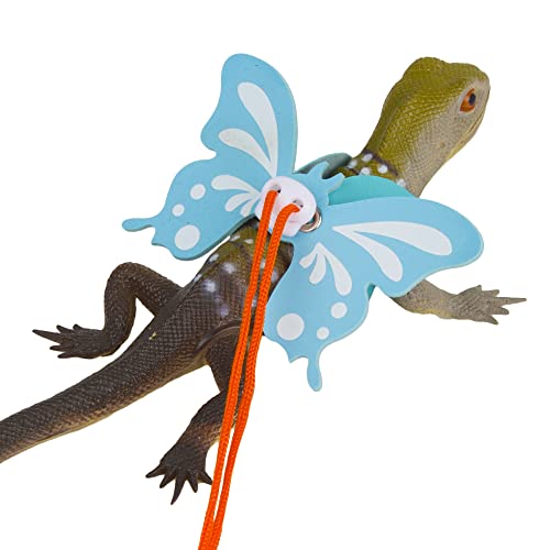 Bearded Dragon Lizard Leash Harness - Adjustable Stylish Butterfly Wing Lizard Reptile Harness Leash for Bearded Dragon Lizard Reptiles (Blue Butterfly)