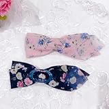 春物 ガーリーなシフォン素材の花柄バレッタ セット売り