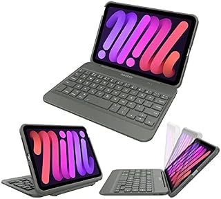 Arteck iPad mini 6 (8.3-inch) Keyboard Case, Bluetooth Keyboard with Folio Full Protection Shockproof Case for Apple 8.3-inch iPad mini 6 (2021) with 130 Degree Swivel Rotating