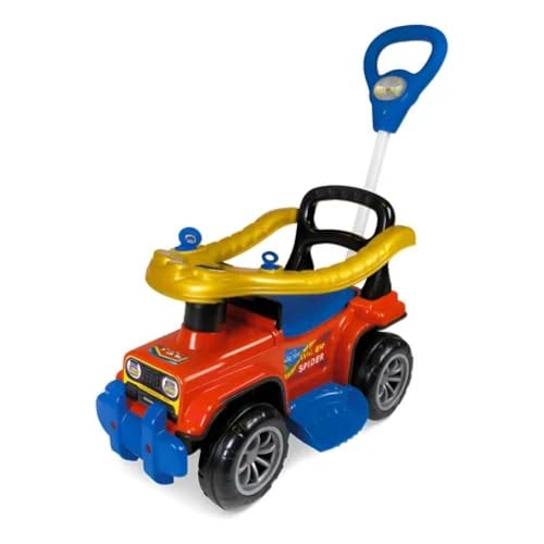 Maral Triciclo Jip Jip Spider Infantil – Passeio com Som e Empurrador, Suporta até 30 kg – Estrutura Resistente