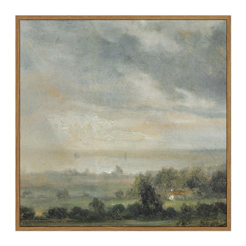 InSimSea Square Framed Canvas Wall Art, Landscape Room...