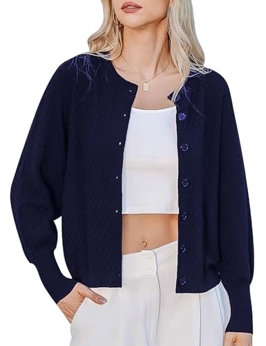 Totatuit Fall Outfits for Women 2024 Women's Cardigan Lightweight Long Sleeve Sweater Crewneck Knit Button Down Casual Top