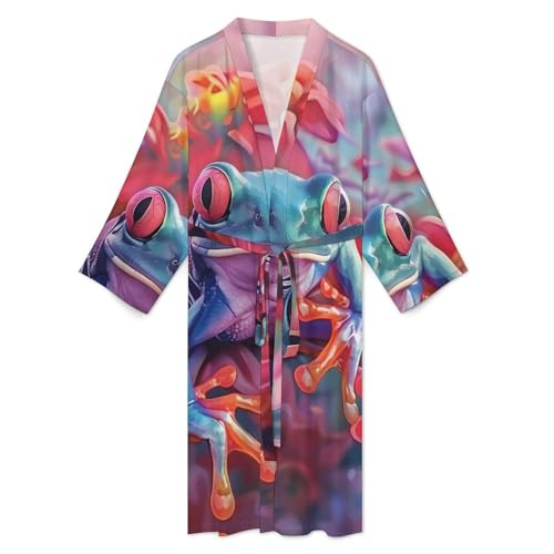 Frog Graphic Men's Soft Robes Lightweight Long Bathrobe Loungewear for Bath Shower3