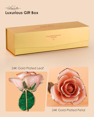 Image of 24K Gold Dipped Real Rose, One of a Kind Gift for Her, Pink