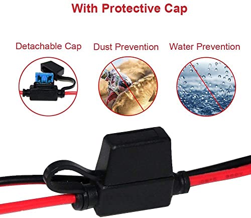 Image of SPARKING 5FT 12V Female Car Cigarette Lighter Socket Extension Cord with Battery Alligator Clips Car Battery Clip-on Extension Cable, 15A Fuse (5FT)